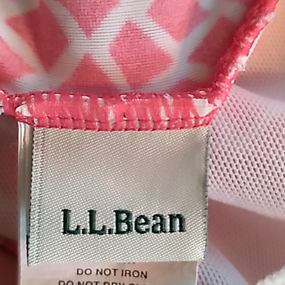 L.L.Bean UPF 50+ Hot Coral & White One Piece Suit - Picture 6 of 8